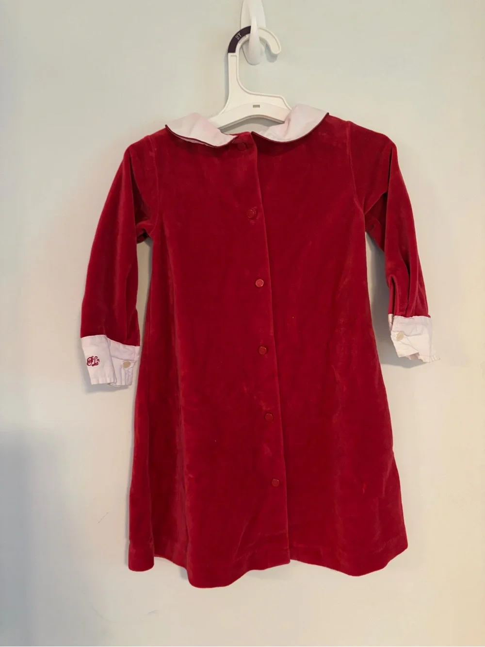 Ralph Lauren Red Velvet Dress with White Peter Pan Collar